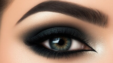 Fototapeta premium Elegant Eye Makeup with Smoky Effect and Natural Tones