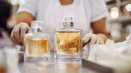 Elegant Glass Perfume Bottles on a Table