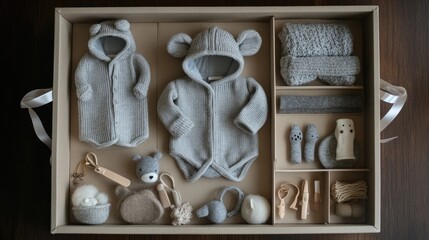 Cozy Baby Clothing and Accessories in Gray Color