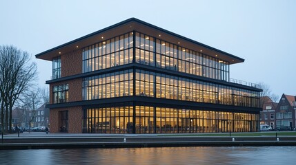 Obraz premium Harderwijk waterfront in the evening