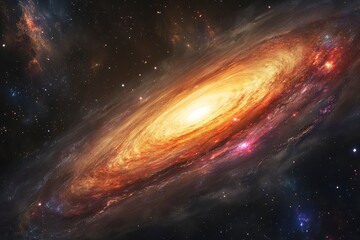 Fototapeta premium A stunning view of a swirling galaxy with vibrant colors and stars.