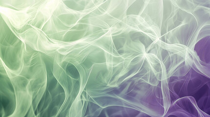 Fototapeta premium flowing green and purple silk-like lines with translucent wave effect.