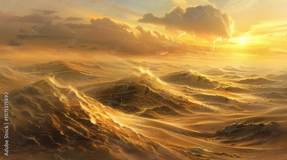 Poster the sand dunes rise and fall like waves creating an illusion of movement that distorts your percepti