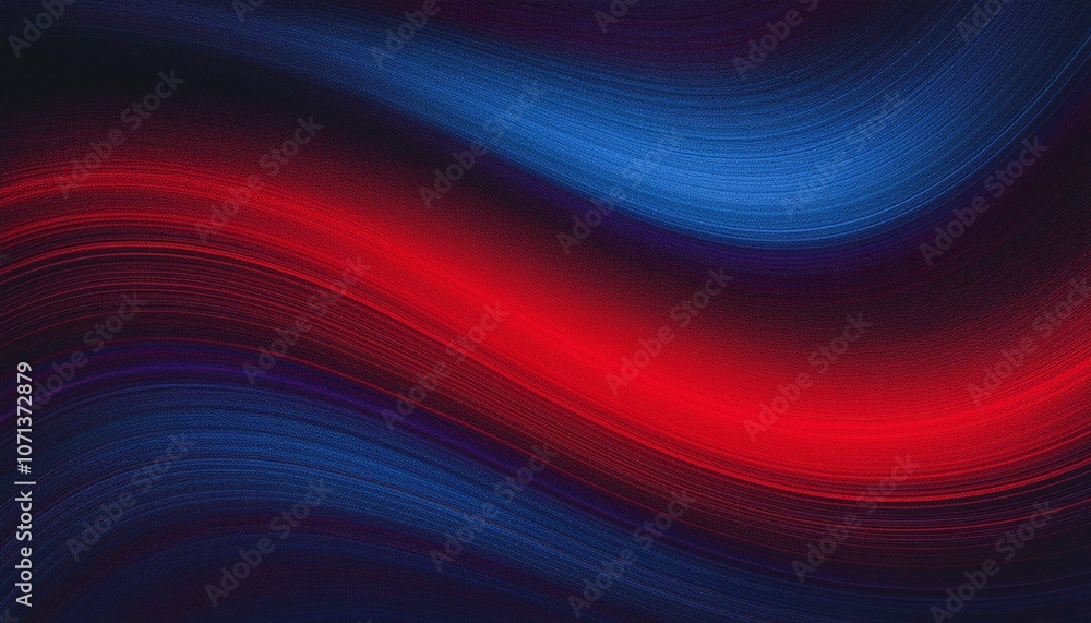 Poster dark background with dynamic, swirling lines in red and blue, creating an abstract design