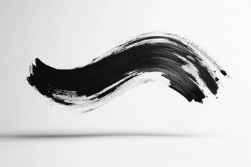 Fototapeta premium Black brush stroke abstract art on white background.
