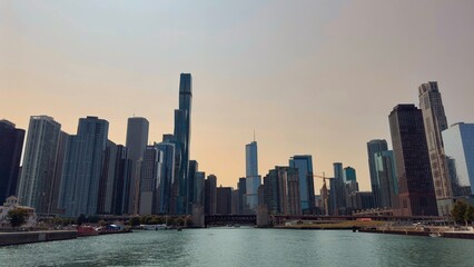 Fototapeta premium Chicago Skyline Sunset