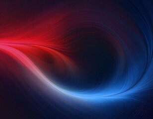 Dynamic, swirling lines in red and blue create an abstract design on a dark background