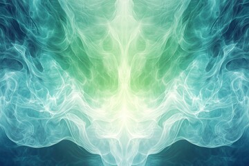 Obraz premium Abstract background with flowing, ethereal smoke-like patterns in green and white hues.