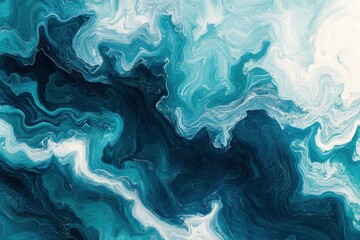 Abstract blue and white marbled background with swirling patterns.