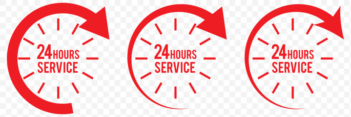 24 7 service icon set. 24-7 open, concept with call icon. Support 24 hours a day and 7 days a week. Support service. isolated on white and black background. Vector illustration. EPS 10.