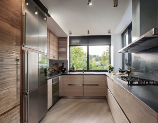 cuisine moderne avec lumière naturelle en ia