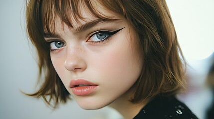 Portrait of a Young Woman with Dramatic Makeup