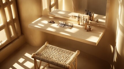 Elegant Makeup Station in Soft Natural Light