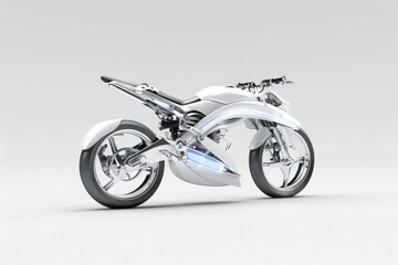 Obraz premium Futuristic Chrome and Neon Blue Hoverbike with Anti-Gravity Pads and Holographic Controls