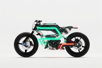 Obraz premium High-Tech Autonomous Electric Motorcycle with Black and Chrome Finish and LED Accents