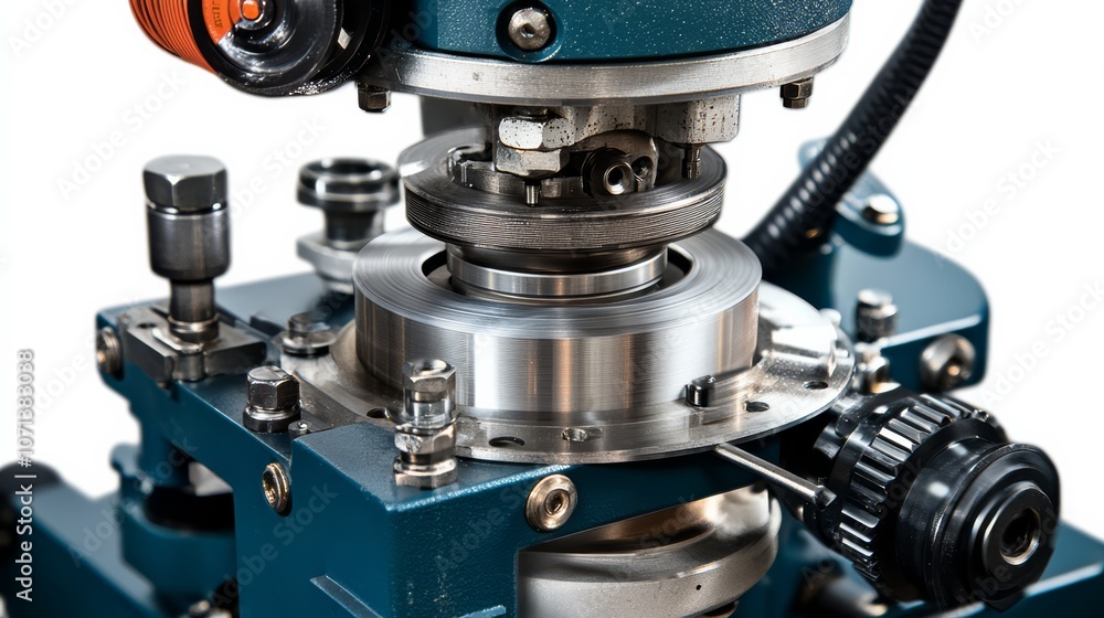 Poster precision engineering: a close-up view of a sophisticated industrial machine's intricate mechanism, 