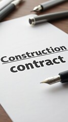 Obraz premium Construction contract document with fountain pen for business agreements