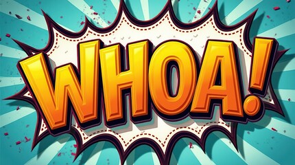 Fototapeta premium Comic style bold 3D text art with 'Whoa' expression