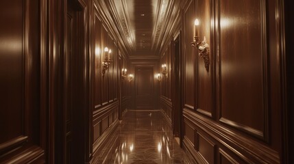Obraz premium Timeless Elegance: Classic Hallway with Heritage Family Photographs and Vintage Decor