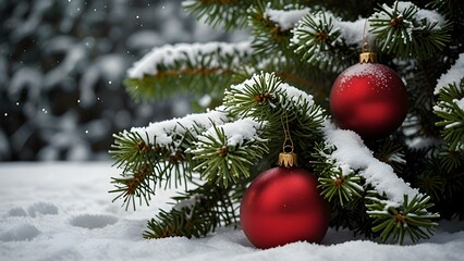red christmas ball on branch