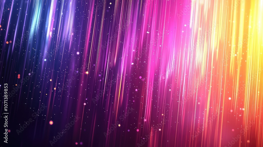 Poster abstract background with colorful vertical stripes and sparkling dust.