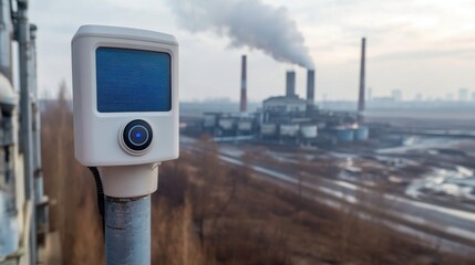 Gas Sensor Near Industrial Factory in Daylight