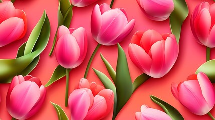 Fototapeta premium Watercolor Tulip Pattern in Vibrant Colors