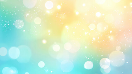 Soft, dreamy pastel bokeh background in shades of blue, green, and yellow.