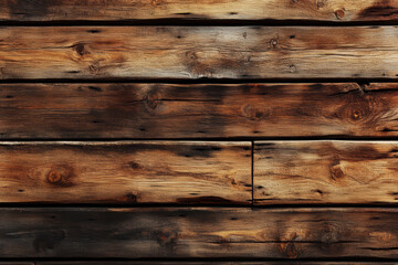 Naklejka premium Close-up of horizontal wooden planks showing signs of weathering, age, and remnants of faded paint.