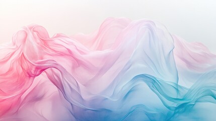 Abstract pastel wave design with gentle color transitions from pink to blue, adding a soft touch to a white background