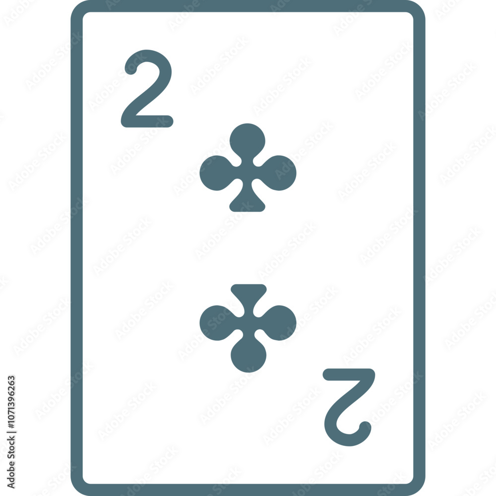 Poster a playing card featuring the two of clubs design in a simple layout against a white background