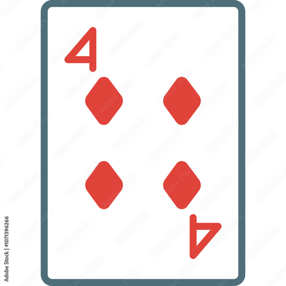 Poster a playing card featuring the four of diamonds design with number and symbols clearly displayed again