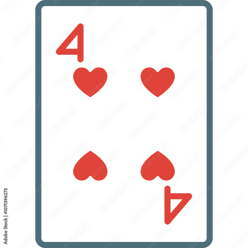 Poster a close-up view of a four of hearts playing card showcasing its simple yet iconic design against a c