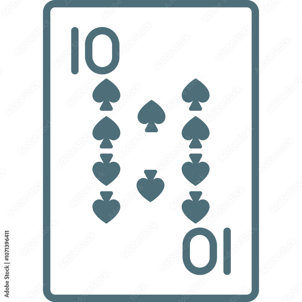 Poster a ten of spades playing card featuring a simple and clear design with distinct black spade symbols o