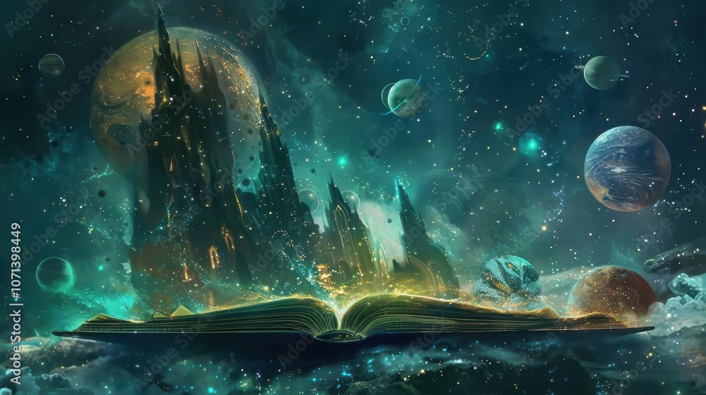 Poster the sorcerers spell book was adorned with depictions of the floating planets each one representing a