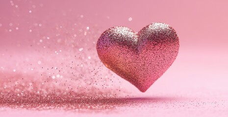 Obraz premium Glitter Heart Design on Soft Pink Background
