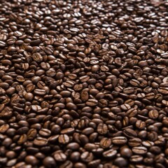Fototapeta premium Close-up of roasted coffee beans in a rich texture