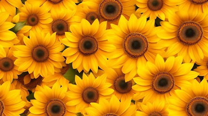 Obraz premium Bright Yellow Sunflower Seamless Pattern Design