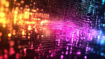 Obraz premium Abstract digital code background with glowing lights.