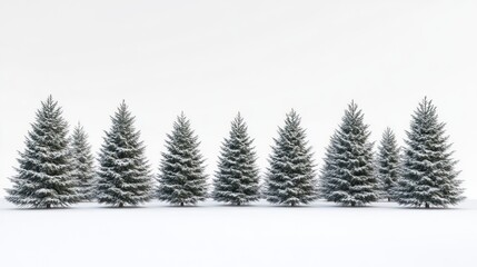 Fototapeta premium Christmas forest with snow, featuring frosty trees in a serene winter setting, ideal for holiday visuals.