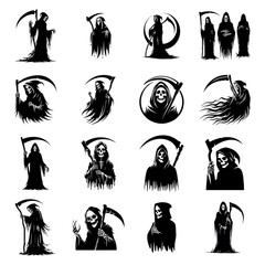 grim reaper black white silhouette