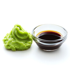 Wasabi with Soy Sauce isolated on a white background 