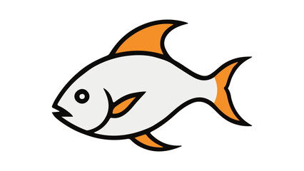 cute simple orange fish shape vector illustration 