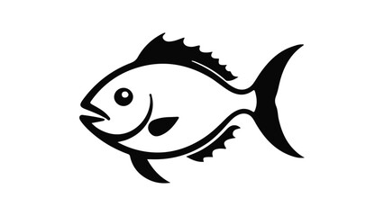 small fat fish outline vector illustration