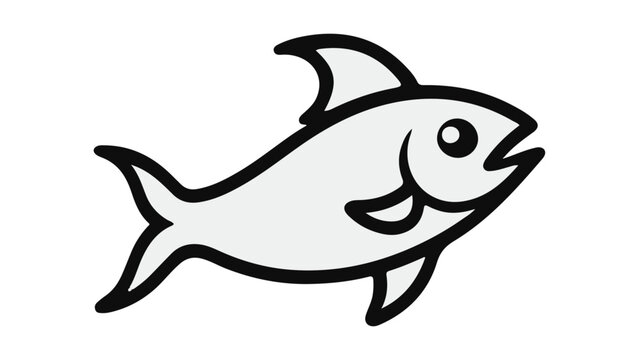 illustration of cartoon fish, cute cartoon fish simple outline vector illustration