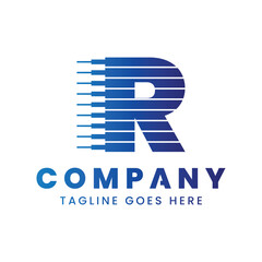 Letter R Dynamic Technology Logo, symbolizing innovation, speed, and advancement