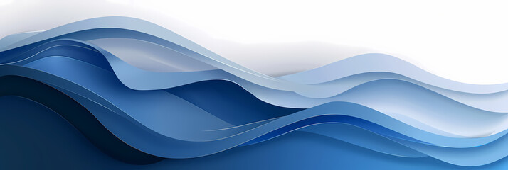 Fototapeta premium Abstract blue and white wavy background with a paper cut design.