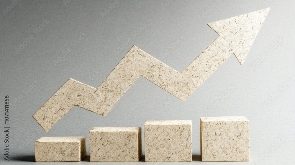 Poster minimalist growth chart concept with blocks and arrow