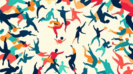 Obraz premium Vibrant Silhouettes of People in Movement