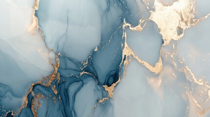 Fototapeta premium Elegant fluid marble texture in shimmering gold and ocean blue, creating a high-end visual.
